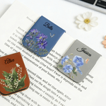 Gepersonaliseerde Geboortebloem Magnetische PU Lederen Bladwijzer Clip met Naam Lezen Verjaardagscadeau voor boekenliefhebbers Bookworms