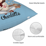 Personalised Cartoon Character Soft Cushion Cover with Name Home Decor Book Club Birthday Gift for Women Girls Reading Lovers