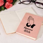 Personalized Praying Hands of God A5 Leather Notebook with Name Church Study Birthday Religious Gift for Christians