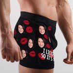 Personalized Funny Face Photo Red Lips Boxer Brief Men's Underwear with Name Valentine's Day Anniversary Gift for Men