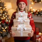 Personalized Christmas Theme Design Waterproof Stickers Labels with Name Christmas Decor Party Favors for Family Friends