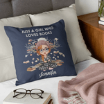 Personalised Cartoon Character Soft Cushion Cover with Name Home Decor Book Club Birthday Gift for Women Girls Reading Lovers