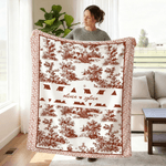 Personalized Toile De Jouy Style Mama Nana Multicolor Soft Throw Blanket with Name Home Decor Birthday Anniversary Gift for Mom Grandmother