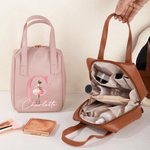 Personalised Ballerina Alphabet Floral Name Portable PU Leather Makeup Bag with Handle Travel Accessories Birthday Gift for Ballet Lovers