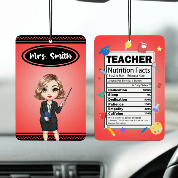 Personalized Cartoon Teacher Character Car Air Freshener Ornament Car Interior Decor Teacher's Day Bithday Gift for Teachers