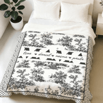 Personalized Toile De Jouy Style Mama Nana Multicolor Soft Throw Blanket with Name Home Decor Birthday Anniversary Gift for Mom Grandmother