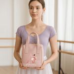 Personalised Ballerina Alphabet Floral Name Portable PU Leather Makeup Bag with Handle Travel Accessories Birthday Gift for Ballet Lovers