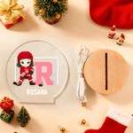 Personalised Cute Cartoon Ice Hockey Player LED Night Light with Name Number and Wooden Base Home Decor Birthday Gift for Hockey Players Lovers