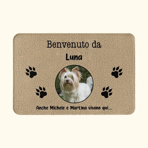 Zerbino antiscivolo personalizzato con 1-3 foto di animali e testo design con zampe regalo per amanti di animali