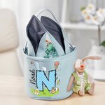 Personalized Cute Bunny Ears Polka Dot Initial Easter Basket with Name Egg Hunt Accessories Easter Party Gift for Boys Girls