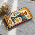 Personalized Retro Sewing Machine Large Name Hand Wallet with Multiple Compartments and Metal Zipper Birthday Anniversary Gift for Sewing Lover