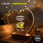 Personalized Couple Long-Tailed Marsupilami Heart-Shaped LED Night Light with Names Home Decor Birthday Gift for Lovers | Callie × Marsupilami®