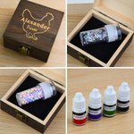 Personlig färgad bollglitterstjärna Hen-silhuett Säker äggstämpel med namn Bläck av livsmedelskvalitet och låda Födelsedagspresent för familj Bonde Uppfödare