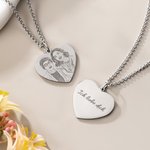 Personalisierte herzhörmige gravierte Foto-Halskette mit Text Geburtstag Jahrestag Geschenk für Familie Freunde