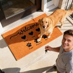 Personlig Welcome Heart Dog Paw Print halkfri dörrmatta med namn heminredning inflyttningsfest födelsedagspresent för hundägare älskare