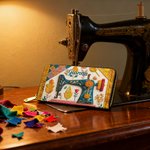 Personalized Retro Sewing Machine Large Name Hand Wallet with Multiple Compartments and Metal Zipper Birthday Anniversary Gift for Sewing Lover