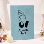 Personalized Praying Hands of God A5 Leather Notebook with Name Church Study Birthday Religious Gift for Christians