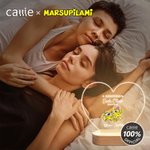 Personalized Couple Long-Tailed Marsupilami Heart-Shaped LED Night Light with Names Home Decor Birthday Gift for Lovers | Callie × Marsupilami®