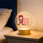 Personalised Cute Cartoon Ice Hockey Player LED Night Light with Name Number and Wooden Base Home Decor Birthday Gift for Hockey Players Lovers