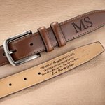 Personalized I Love You Leather Belt with Engraved Text Anniversary Valentine's Day Business Trip Accessory Gift for Men
