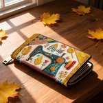 Personalized Retro Sewing Machine Large Name Hand Wallet with Multiple Compartments and Metal Zipper Birthday Anniversary Gift for Sewing Lover
