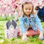 Personalized Cute Bunny Ears Polka Dot Initial Easter Basket with Name Egg Hunt Accessories Easter Party Gift for Boys Girls