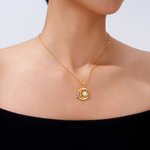 Personalised Sun and Moon Necklace with Birthstone Celestial Jewellery Birthday Mother's Day Gift for Mom Woman