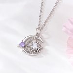 Personalised Sun and Moon Necklace with Birthstone Celestial Jewellery Birthday Mother's Day Gift for Mom Woman