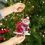 Personalised Cute Santa Hat Snowman Letter Acrylic Ornament with Name Christmas Tree Decor Holiday Gift for Family Kids
