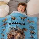 Personlig Dinosaurie Tema Multicolor Mjuk Pläd Filt med Namn Heminredning Födelsedagspresent för Barn Dinosaurie Älskare