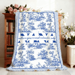 Personalized Toile De Jouy Style Mama Nana Multicolor Soft Throw Blanket with Name Home Decor Birthday Anniversary Gift for Mom Grandmother