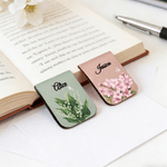 Gepersonaliseerde Geboortebloem Magnetische PU Lederen Bladwijzer Clip met Naam Lezen Verjaardagscadeau voor boekenliefhebbers Bookworms