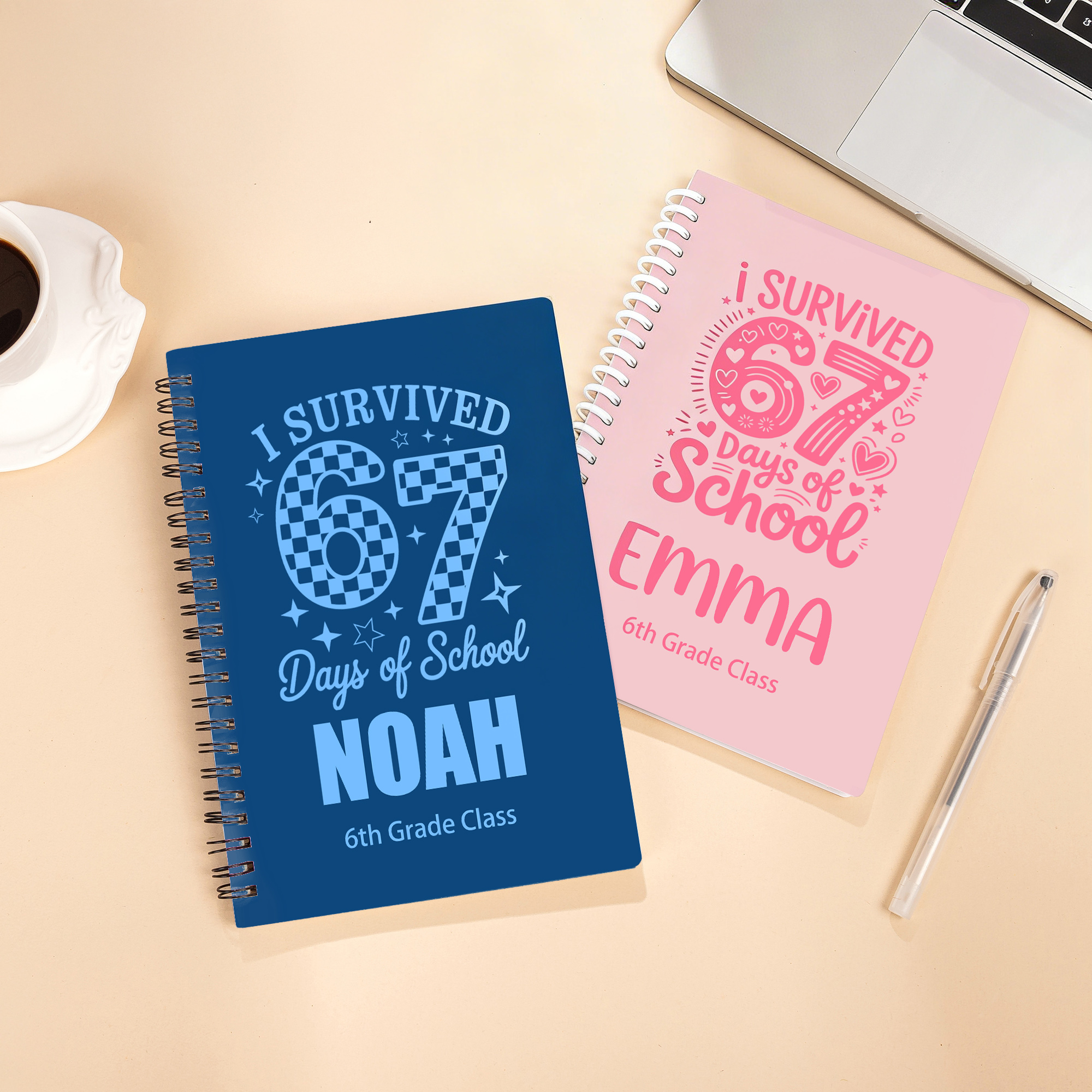 Cahier à spirales A5 avec nom et 120 pages lignées Cadeau d'anniversaire de rentrée scolaire pour enfants et étudiants