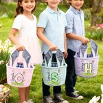 Personalized Cute Bunny Ears Polka Dot Initial Easter Basket with Name Egg Hunt Accessories Easter Party Gift for Boys Girls