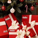 Personalized Christmas Theme Design Waterproof Stickers Labels with Name Christmas Decor Party Favors for Family Friends