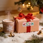 Personalized Christmas Theme Design Waterproof Stickers Labels with Name Christmas Decor Party Favors for Family Friends
