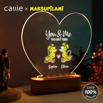 Personalized Couple Long-Tailed Marsupilami Heart-Shaped LED Night Light with Names Home Decor Birthday Gift for Lovers | Callie × Marsupilami®