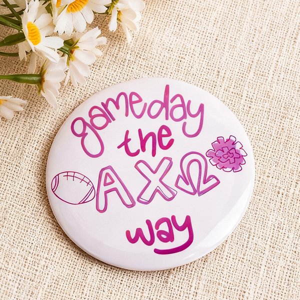 Personalised Game Day Greek Letter Sorority Button Pin Badge Party Accessories Game Night Gift for Sister Friend | Callie × Affinity Licensing