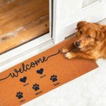 Personlig Welcome Heart Dog Paw Print halkfri dörrmatta med namn heminredning inflyttningsfest födelsedagspresent för hundägare älskare