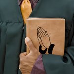 Personalized Praying Hands of God A5 Leather Notebook with Name Church Study Birthday Religious Gift for Christians