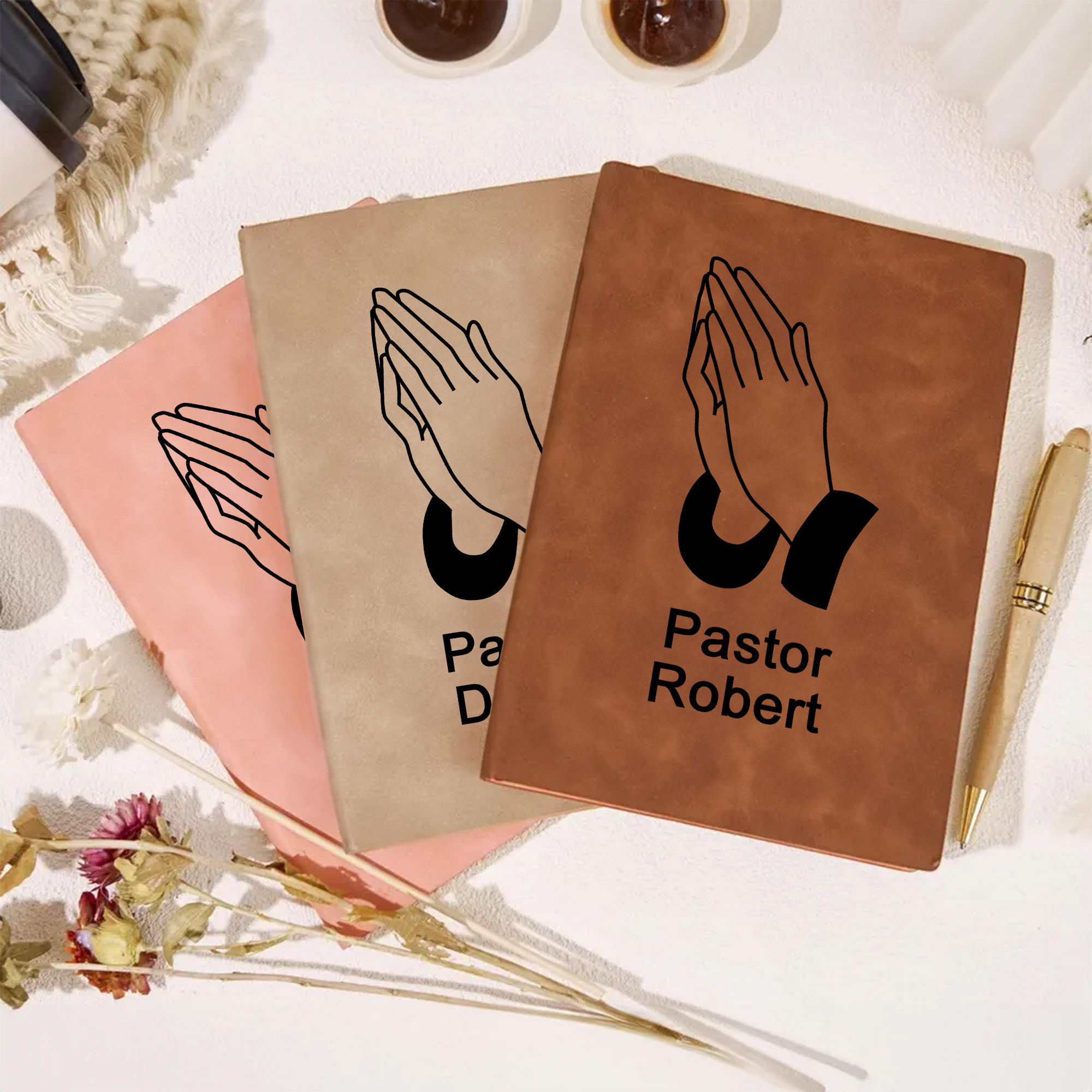 Cahier de notes en cuir A5 avec nom Cadeau religieux d'anniversaire pour chrétiens