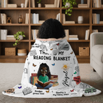 Personalized Birth Flower Cartoon Reading Girl Soft Throw Hooded Blanket with Name Home Birthday Gift for Librarians Book Lovers