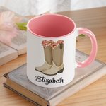 Henkilökohtainen Syntymä Kukka Western Cowgirl Boots Keraaminen kahvimuki Lasikuppi nimellä Kotikeittiö Sisustus Syntymäpäivälahja naisille