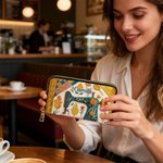 Personalized Retro Sewing Machine Large Name Hand Wallet with Multiple Compartments and Metal Zipper Birthday Anniversary Gift for Sewing Lover