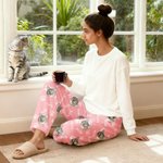 Personalized Paw Print Multicolor Women Men Flannel Pajama Pants with 1-3 Photos and Names Party Birthday Gift for Pet Lovers Owners