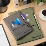 Personalised Company Logo Design PU Leather Refillable Binder Notebook with Name Slogan and Pen Anniversary Promotion Gift for Employee