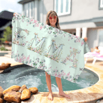 Personalized Flower Butterfly Quick Dry Oversized Microfiber Beach Towel with Name Beach Party Holiday Gift for Kids Women