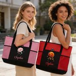 Henkilökohtainen Syntymä Kukka jalokivi Suuri Kangaskassi nimi ja Mesh taskut Päivittäinen käyttö Travel Syntymäpäivä lahja naisille