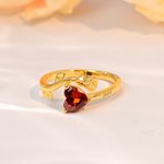 Personalized Birthstone Rose Heart Sterling Silver Ring with Engraved Text Dainty Jewelry Mother's Day Birthday Anniversary Gift for Women