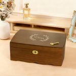 Personalised Retro Flower Wooden Jewellery Box with Name and Initial Birthday Wedding Gift for Women